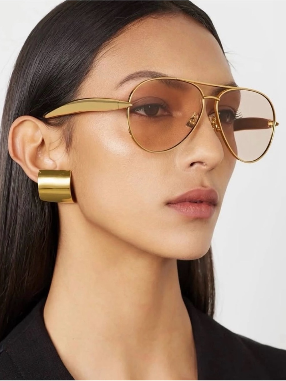 NEW Gold Aviator Sunglasses with Brown Lenses - Women Accessories